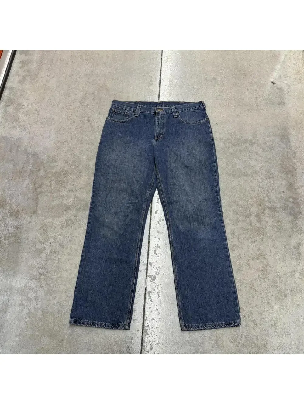 vintage carhartt faded dark blue relaxed baggy fit jeans size 34 x 32